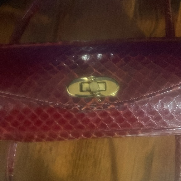 Vintage Merlot Snakeskin Boxy Ronay Bag Purse - Picture 4 of 6